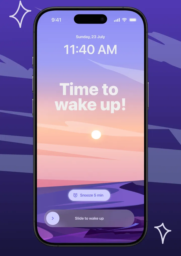 Moonap full-screen wake-up alarm